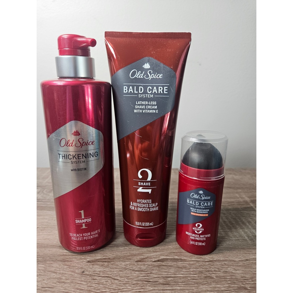 Old Spice Thickening Shampoo Biotin Bald Care Shave Cream Scalp Moisturizer